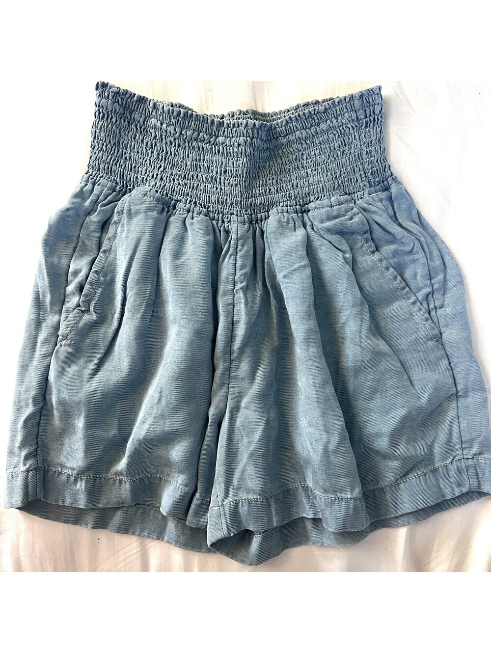Joie High Rise Linen Lyocell Shorts washed denim blue Women's XS